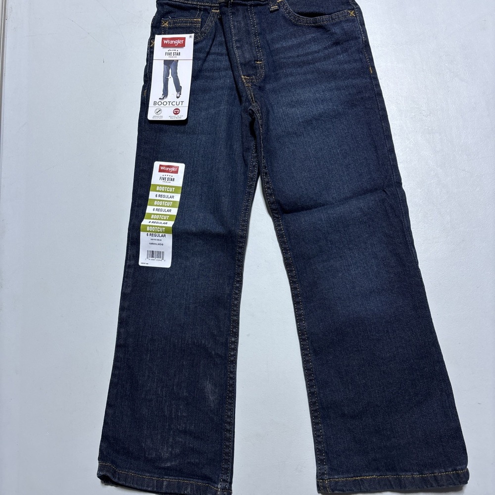 Wrangler Jeans Boys Size 6 Regular Bootcut Flex Denim NWT Adjustable Waist